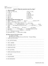 Bài tập Tiếng anh lớp 5 - Unit 13 What do you do in your free time - Năm học 2016-2017